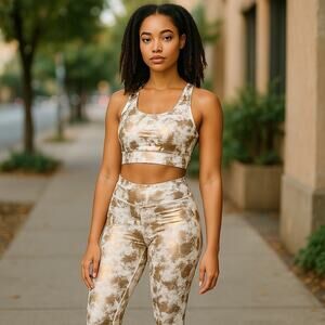 Women’s Pheel Workout Set Bra & Leggings Gold White XS / Small